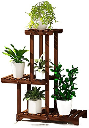 WYFZT Blumentreppe aus Holz Pflanzentreppe Pflanzenregal Blumenregal 3 Tiere 4 Topf - Kleine stabil Leiterregal Pflanzenständer Blumenständer Innen Außen Garten für Patio Gartenbalkon Displayregale