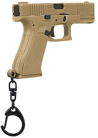 WOHEIHEI Pistol Shape Keychain, G-45 Gun Model Key Chain Bag Fidget Gadgets Pendant Ornament for Gift for Men Women Friends, Tan, Miniature