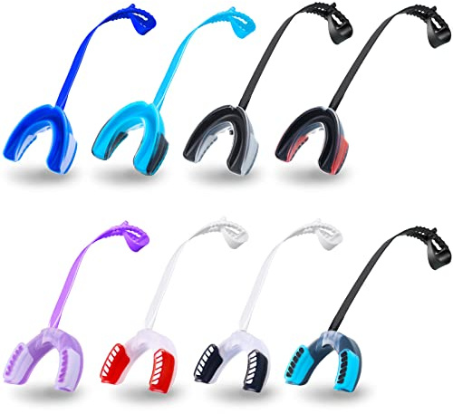 TOODOO 8 Pcs Youth Football Mouth Guard with Strap Soft Sports Mouth Guard Sport Mouthpiece Lip Guard 2.56 x 2 x 0.8 Inch for Basketball, Lacrosse, Hockey, Adult MMA, Rugby, Boxing(Multi Colors)