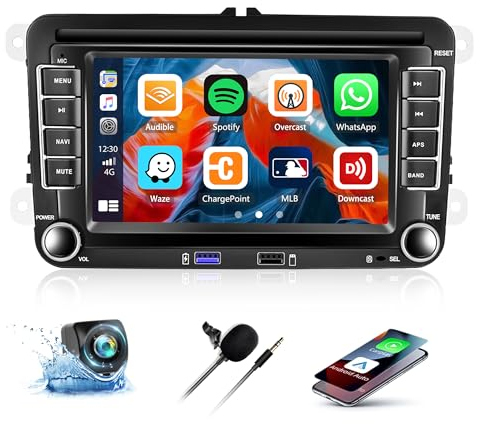 CAMECHO 2GB+64GB Android 13 Autoradio für VW Golf 5 Golf 6 Polo Passat Touran Skoda Seat mit CarPlay/Android Auto/HiFi Radio mit Navi/WiFi/GPS/Bluetooth/FM/RDS/EQ/2*USB+Rückfahrkamera