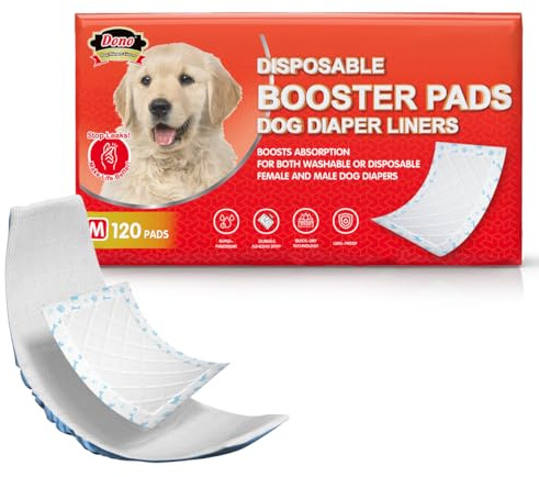 Dono Dog Nappies Liners - 120 Pcs Dog Diaper Liners for Male Female Dogs, Nappy Pad, Puppy Pads Disposable, Super Absorbent for Belly Bands, Period Pants