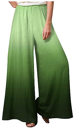 Haremshose Damen Kurz 3/4 Loose Fit Sommerhose Blumenmuster Latzhose Hohe Taille Schlabberhose Casual Einfarbig Weite Stoffhose Baumwolle Leinen Strandhose Frauen Sporthose Frauen,Green,4XL