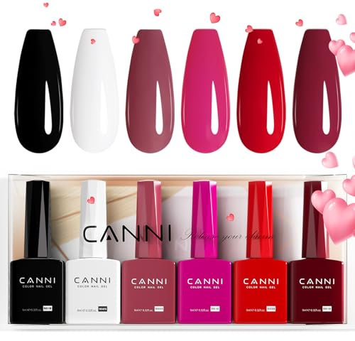 CANNI Smalto Semipermanente per Unghie 6 Colori Gel Nail Polish Soak Off UV LED per la manicure e la progettazione delle unghie 9ml C2301