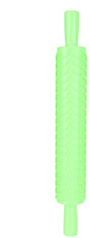 Tissting Nudelholz 36cm Lange 4 Muster Geprägter Gravierter Teigroller Lebensmittelechter Antihaft Kunststoff Backrolle Teig Rolling Pin für DIY Fondant, Pizza, Gebäck(Grün)