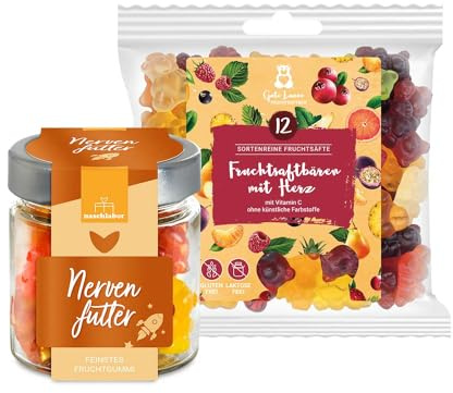 2er-Set Nervenfutter-Paket | Das perfekte Set Nervennahrung für schwache Nerven | Gummibärchen gegen den Stress 270g Fruchtgummi | Geschenk für Prüfung oder Schulstart