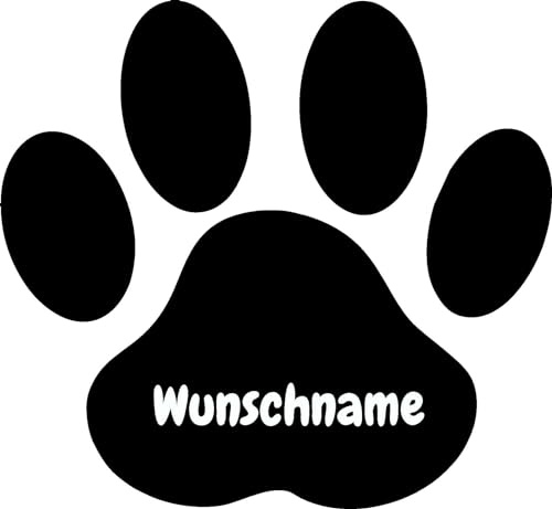 Skins4u Autoaufkleber Wandtattoo Pfote mit Wunschnamen selber gestalten Hunde Namen Pfoten Haustier für Auto Wand Spiegel, Türen, Spiegel mit Wunschtext