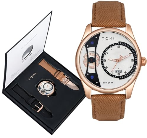 CIVO Herren Armbanduhr Analog Uhren Männer: Wasserdicht Roségold Lederarmband Datum Quarz Herrenuhr