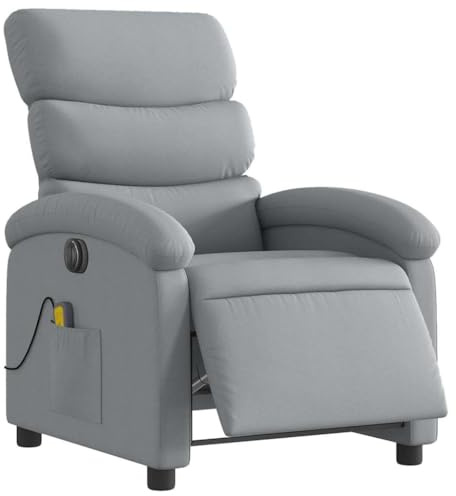 vidaXL Elektrisk massagefåtölj ljusgrå tyg, fåtölj, fåtölj med uppresningshjälp, reclinerstol, fåtöljer, fåtöljer med uppresningshjälp, reclinerstolar