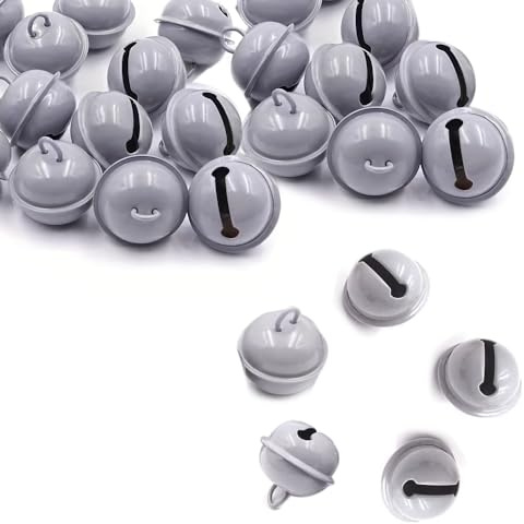 30 Stück graue Glöckchen aus Metall, runde Glocken, Bastelglocken, kleine Glocken, farbige Weihnachtsglocken für Weihnachten, Windspiele, Schmuck, Ornamente, Urlaub, Zuhause, Party-Dekoration