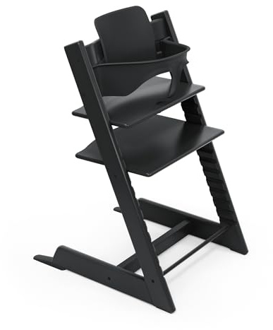 Stokke Tripp Trapp Hochstuhl BLACK inkl. Stuhl + Babyset für Kinder von 6-36 Monaten - Verstellbar, ergonomisch und leicht zu reinigen