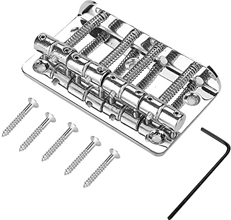 4 Sattel Hardtail 80 Mm Metall Saitenhalter E-Bass Brücke Ersatzzubehör für Heimwerker (SILVER)