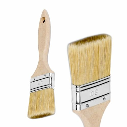 Pinceau plat 90 mm | Pinceau à peindre et à lasure | Qualité professionnelle | Poils synthétiques/naturels | Manche en bois | Pour vernis et lasures (1 pièce, 90 mm)
