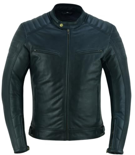 LOVO - Chaqueta de Cuero para Moto con Forro Vintage Unisex - Chaqueta Moto Unisex de Cuero Auténtico - Cazadora Moto Hombre y Mujer con Protecciones CE - Estilo Retro, Alta Resistencia y Confort