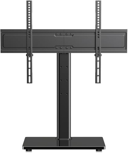 XINLEI Schwenkbarer TV-Ständer-Sockel für die meisten 32-75-Zoll-Bildschirme, max. 45 kg, Universal-Tisch-TV-Ständer mit 12 verstellbaren Höhen, Drahtclips, max. VESA 600 x 400 mm TS204