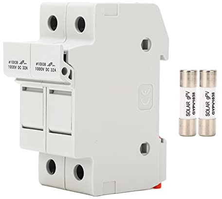 Majatou 2P 32A DC PV-Sicherungshalter 1000 V, DIN-Schienenmontage DC-Sicherungshalter mit 30 A PV-Sicherung 10 X 38 Mm, Schnell Brechend