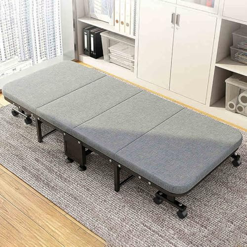 Gästebett Klappbar mit Matratze Bis 200kg, Klappbett Gästebett Aus Stahlrahmen mit Rollen, Platzsparendes Bett Perfekt Als Notbett Schlafzimmer Wohnzimmer Büro(190x80x30cm)