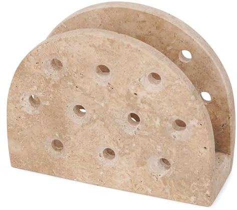 SPESHSTONES Serviettenhalter aus Travertin 16,5 cm, handgefertigt, Perfekt für Cocktail- und Papierservietten, ideal für Esstisch, Küchenarbeitsplatte und stilvolle Heimdekoration