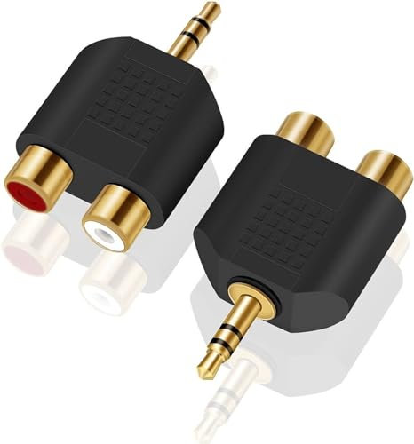 AYMBH Gold-Plated 3.5mm Male Stereo Jack to 2 RCA Female Audio Splitter Adapter - Anti-Interference, Stable Transmission, Dual Connector Coupler for TVs, Speakers, Phones, MP3, and More