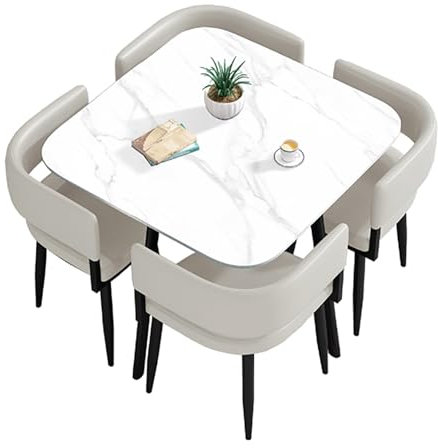 Modernes kleines Kaffee-Esstisch und Stuhl-Set für 4 Küchen, Frühstückstisch und Stühle, Verhandlungstisch für Verkauf, Büro, Geschäfte, Meetings, platzsparend, kleiner Konferenzraumtisch (Grau 9