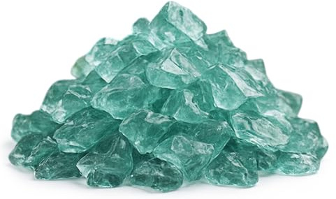 Glassteine Deko aus Recyceltem Glas - Türkis - 5kg - Glasnuggets Groß 3-5 cm - Dekosteine für Vasen und Blumentöpfe - Terrarium & Aquarium Steine - Gartenstein für Innen & Außen (Türkis, 5kg)