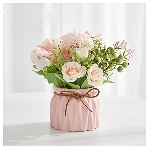 YIHANSS Künstliche Pflanzen-Arrangement, künstliche Blumen in Keramikvase, künstliche Hortensien, künstliche Blumen für Hochzeit, Zuhause, Party, Tischdekoration, Party-Dekoration (Farbe: G)