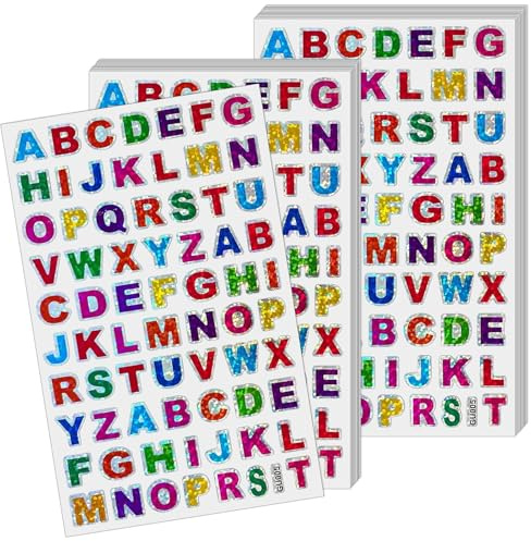 1400Pcs Glitter Alphabet Stickers, 20 Sheets Self Adhesive Letter Stickers | Rainbow Glitter A to Z Small Stick On Letters for fabric,stickers alphabet,glitter stick on letters