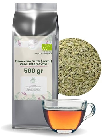 PATRIZIO BRESEGHELLO - Semi Finocchio Frutti Verdi Extra Bio 500 g per Benessere Intestinale e Digestione - Semi di Finocchio per Tisana e Infuso 100% Naturali