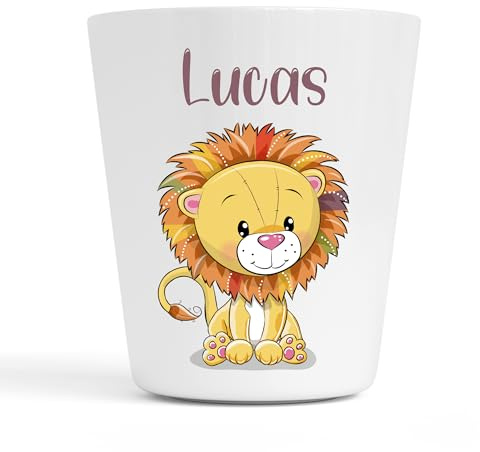 Générique Gobelet en Plastique pour Enfants | Gobelet Personnalisé avec Nom |Verre Plastique Incassable Personnalisé (Lion Lucas)