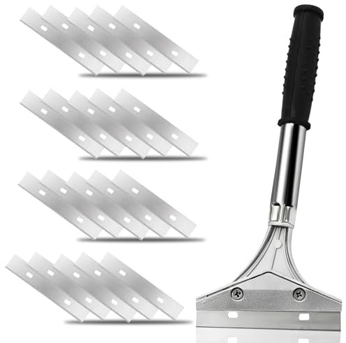 Wallpaper Scraper Blades, Heavy Duty Wall Non Slip Soft Grip Scraper Tool, 4 Inch Duty Durable Effortless Removal of Wallpaper Floor Tiles Comes with 20 Blades for Home Renovation