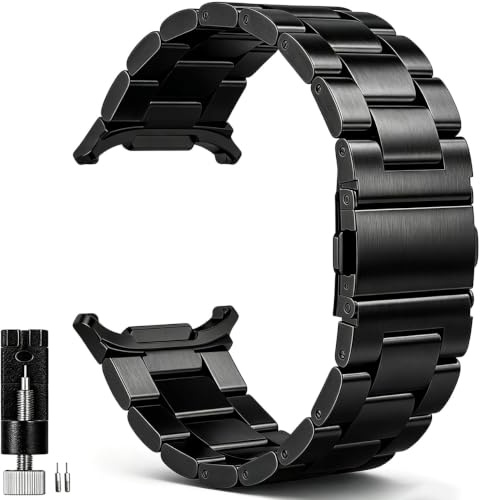 Kompatibel SAMSUNG Galaxy Watch 9 8 40mm 44mm/ 8 Classic 46mm Armband, Galaxy Watch 8 Classic Metall Frauen Männer,Metallarmband Edelstahl Schwarz