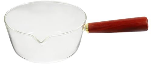 EXHUMKY Casserole à Lait Transparente 600 Ml En Verre Borosilicate Résistant à Haute Température Antiadhésive Avec Poignée Confortable Adaptée Pour Cuisson Au Feu Vif Et Usage Quotidien