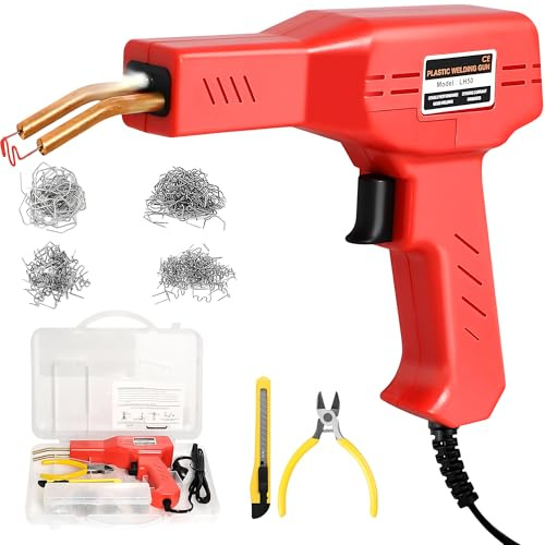 50W Plastic Welding Kit with 200 Staples - Fast-Heating Plastic Welder Machine Handheld Welder with 4 Type Hot Staplers, Toolbox - Bumper Repair Kit Welding Machine for Crack Repair