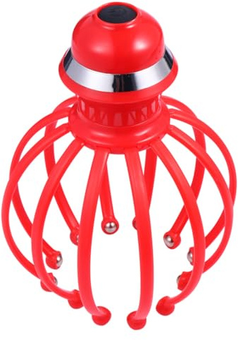 FOMIYES Appareil de Massage Électrique Tête avec Griffes Rotatives et Boule Acier Massage Crânien Vibrant Détente Du Chevelu Outil Portable pour Soulager Stress et Fatigue Rouge