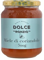 DOLCE-RONZIO Miele di Coriandolo Italiano, 500g, Raccolto Artigianale in Piemonte, Gusto Intenso e Speziato, Miele Naturale in Crema, Temperatura Ambiente