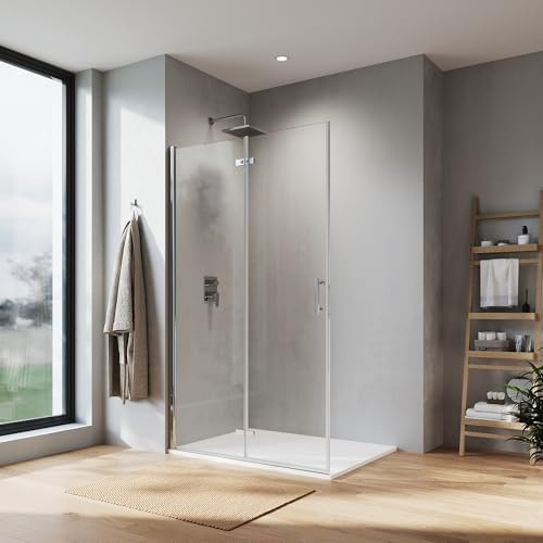 SONNI Paroi de douche pliable - 85 x 195 cm - Argenté - 6 mm - Verre Nano - Porte pliante - Porte de douche pliable - Porte de douche pliable