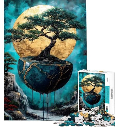 Adult Jigsaw Puzzles1000 Pieces Bonsai Tree on Floating Sphere Teenager Puzzles Relax Games Analysis And Logic Christmas Birthday Gifts (size 38x52cm)