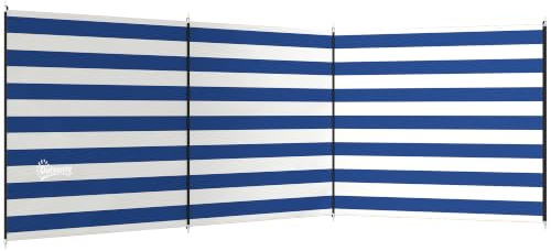 Outsunny 4 Pole Camping Windbreaks Carry Bag 540cm x 150cm | Beach Wind Shield Shelter, Windbreaker, Steel Poles, Outdoor Caravan Privacy Shield
