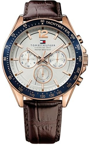 Tommy Hilfiger Reloj Analógico de Cuarzo multifunción para Hombre con Correa en Piel Marrón - 1791118