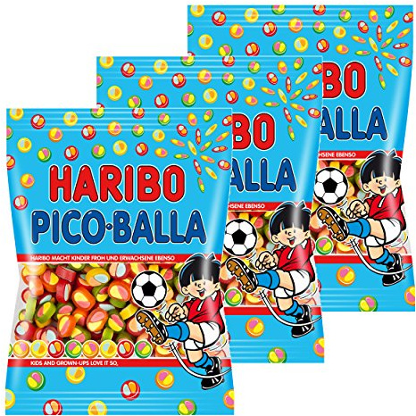 Haribo Pico-Balla, 3er Pack, Picoballa, Fruchtgummi, Weingummi, Gummibärchen, Im Beutel, 175 g