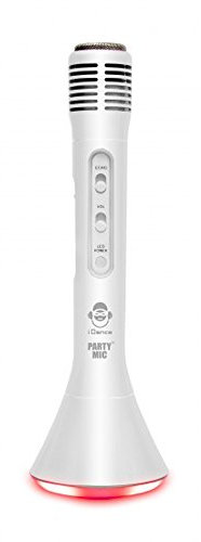 iDance PM10White Bluetooth Party Karaoke Mikrofon mit LED Beleuchtung Echo-Steuerung weiß