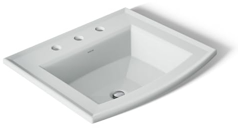 KOHLER K-2356-8-0 Archer Drop-In Bathroom Sink with 8-Inch Centers, White