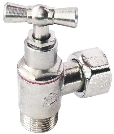 SOMATHERM FOR YOU, Robinet d'arrêt équerre 3/8 pour WC - Tête à clapet, laiton nickelé, écrou tournant, étanchéité par presse-étoupe, joint EPDM inclus, design compact et fiable | Coupez facilement votre eau grâce à ce robinet équerre en laiton, installation facile et durable.