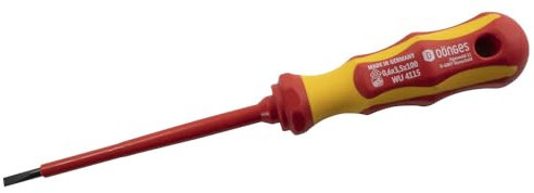Dönges Cacciavite a taglio con punta nera, isolamento VDE 3,5 x 100 mm (cacciavite, cacciavite a taglio elettrico, cacciavite di sicurezza)
