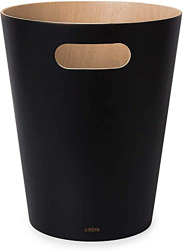 Umbra 082780-045 - Woodrow Holz-Papierkorb, natur/schwarz