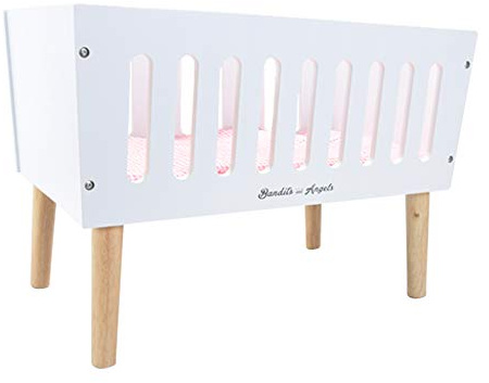 Bandits & Angels Holzpuppenbett Sweet Dreams weiß – Puppenbett aus Holz – geeignet für Puppen bis 46 cm – inklusive Decke – Puppenbett – Puppenmöbel