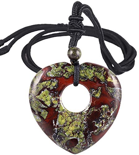 Nupuyai Healing Crystal Heart Pendant Necklace for Women | Polished Lucky Coin Heart Stone Pendant with Adjustable Long Cord for Women, Natural Reiki Chakra Healing Crystal Jewelry