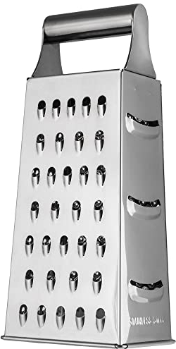 KADAX Rallador manual de cuatro Caras, Acero Inoxidable, para Verduras, Queso, multifuncional Rallador de Cocina con Mango, para rallar fino y grueso
