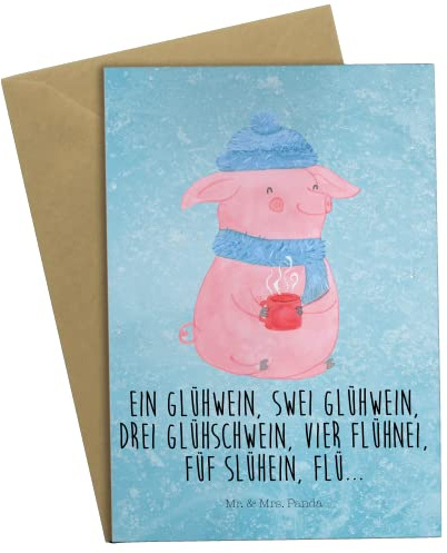 Mr. & Mrs. Panda Grußkarte Schweinchen Glühwein - Geschenk, einladungskarten, Weihnachtsmarkt, babykarte, Weihnachten, dankeskarten, weihnachtskarten, Betrunken, osterkarte, Spruch, hochzeitskarten