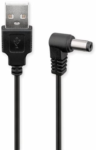 goobay 55158 DC Cable de alimentación, cable de alimentación, cable de conexión – USB macho a conector hueco CC 5,5 x 2,1 mm, 5 V, negro, 1 m