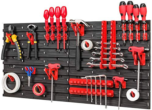 Sistema de almacenamiento 772 x 390 mm Estantería de pared con cajas apilables Cajas de almacenamiento Contenedor de almacenamiento 36 soportes para herramientas